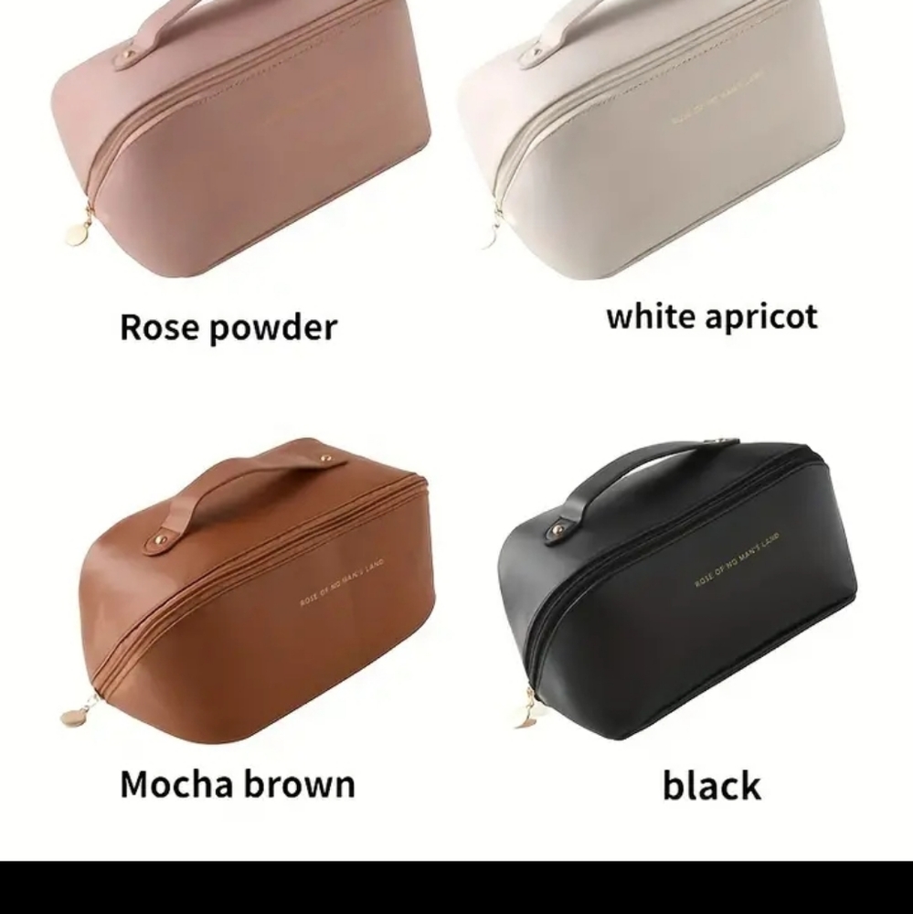 Faux Leather Makeup/Toiletry Case with Handle